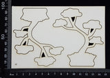 Bonsai Tree - A - Set of 2 - Large - White Chipboard