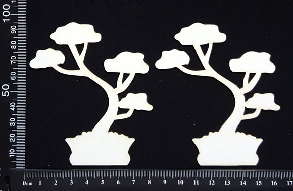 Bonsai Tree - A - Set of 2 - Large - White Chipboard