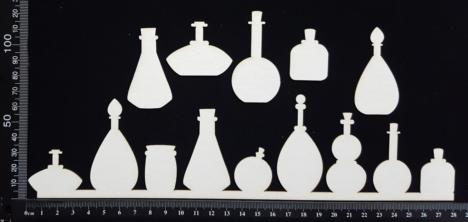 Bottles Border - A - Large - White Chipboard