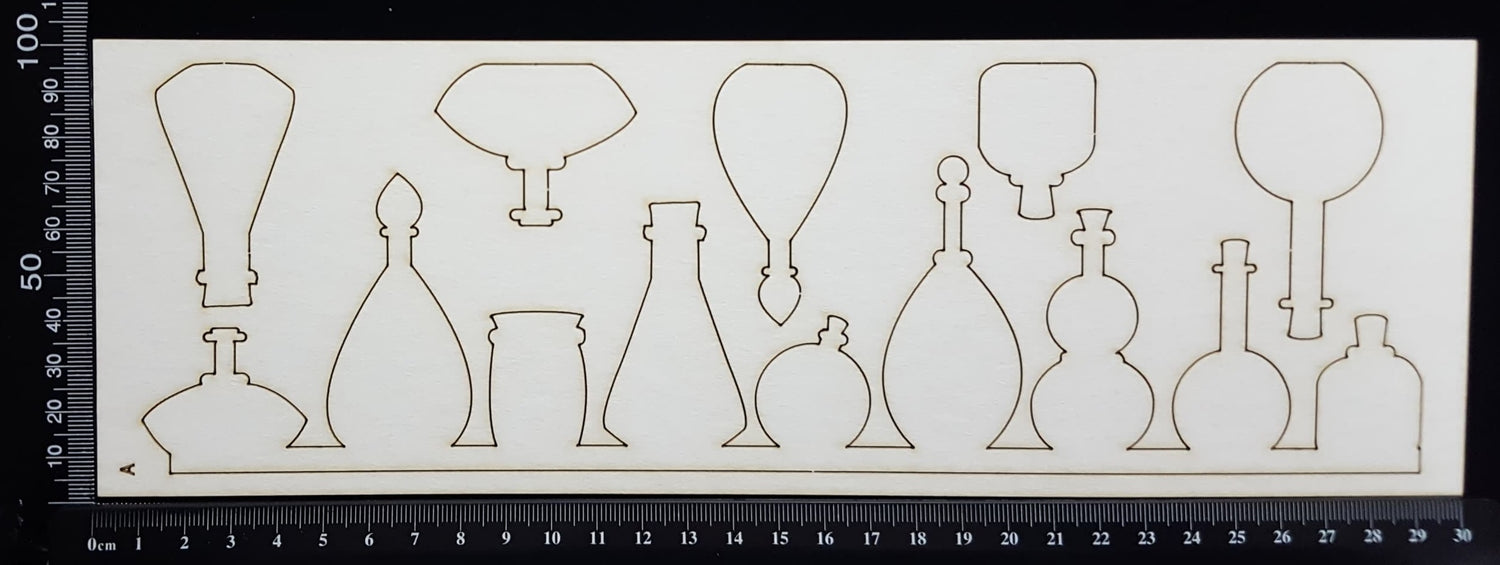 Bottles Border - A - Large - White Chipboard