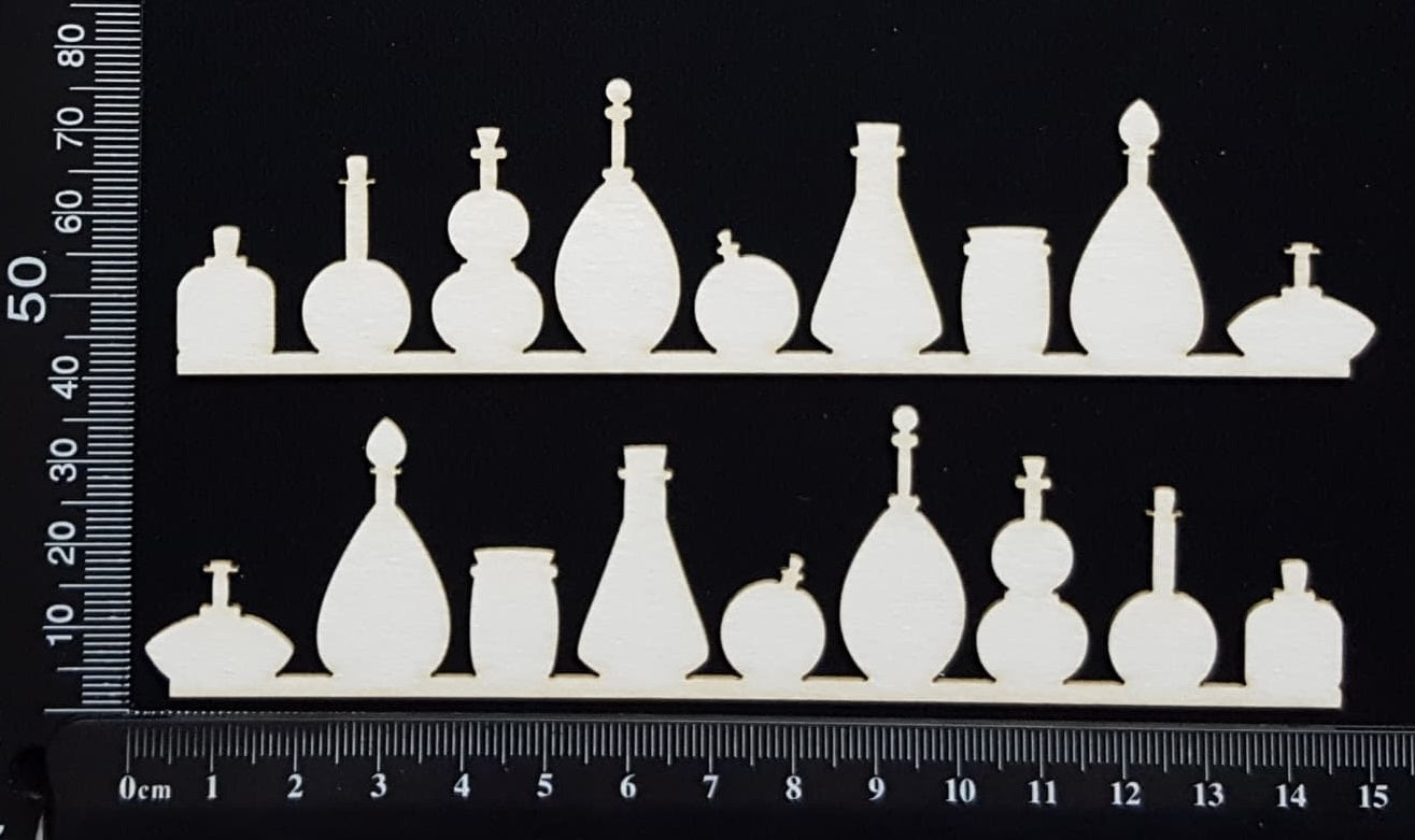 Bottles Border Set - B - Small - White Chipboard