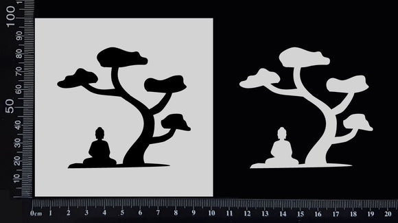 Buddha Under a Tree - Stencil - 100mm x 100mm