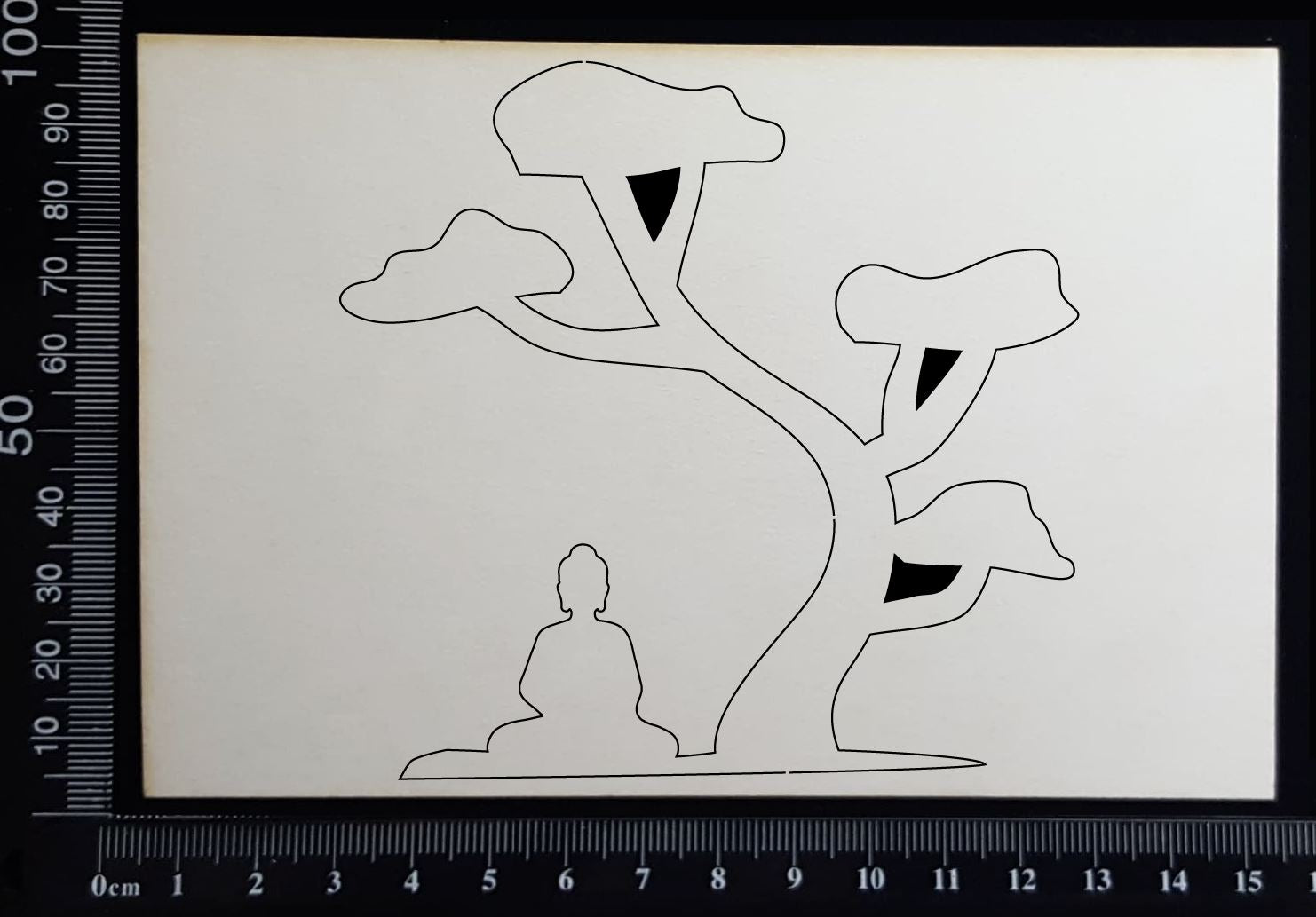 Buddha Under a Tree - B - White Chipboard
