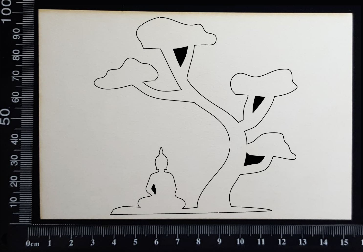Buddha Under a Tree - C - White Chipboard