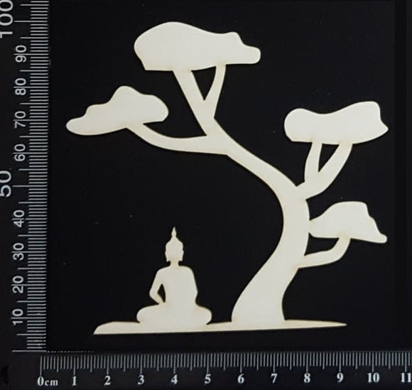 Buddha Under a Tree - C - White Chipboard