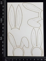 Bunny Ears Set - A - Small - White Chipboard