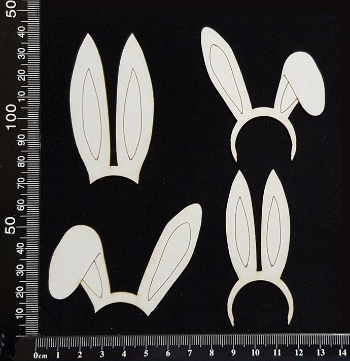 Bunny Ears Set - A - Small - White Chipboard