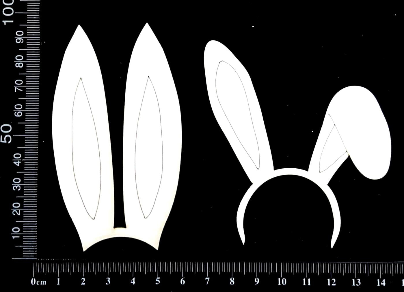 Bunny Ears Set - B - Large - White Chipboard