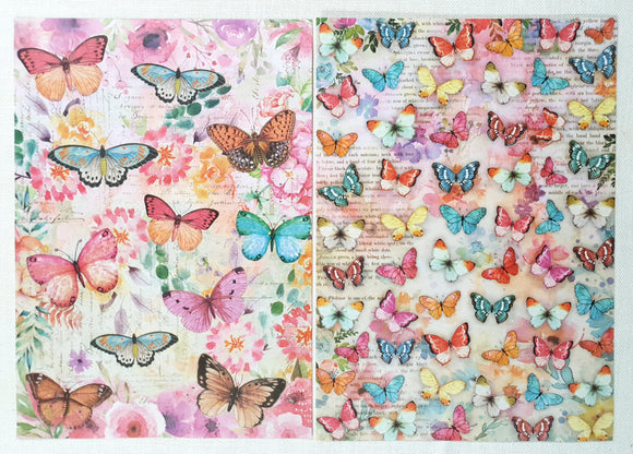 Decoupage Paper - A4 size - 4 sheets - (DP-1008) - Butterfly Flight / Graceful