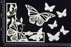 Butterfly Corner Set - B - White Chipboard