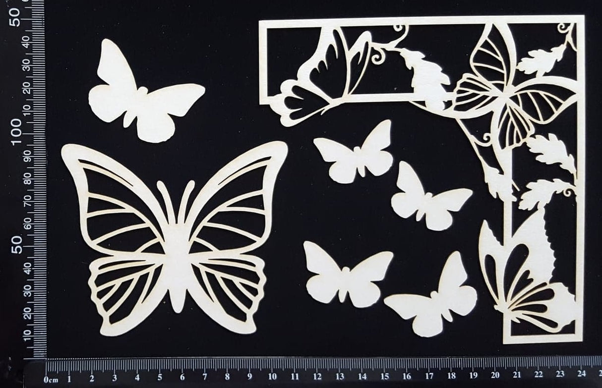 Butterfly Corner Set - D - White Chipboard