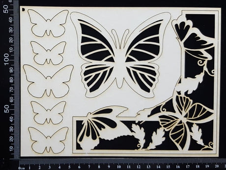 Butterfly Corner Set - D - White Chipboard