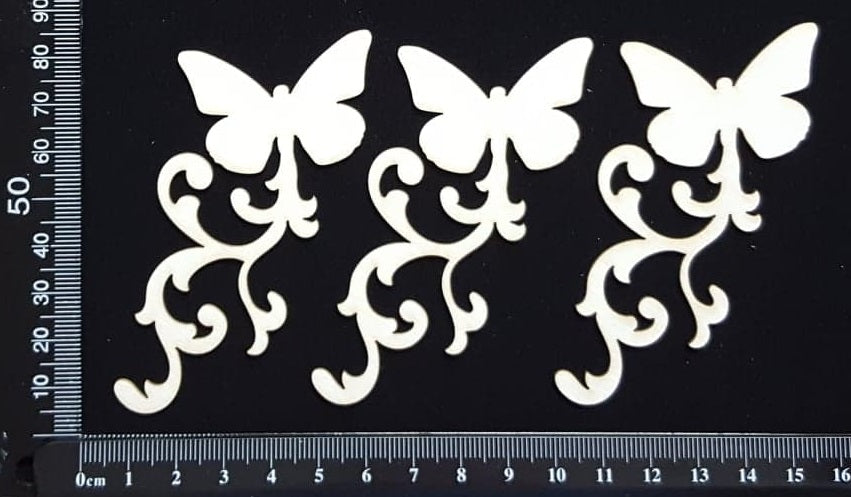 Butterfly Flourish Set - White Chipboard