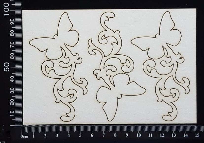 Butterfly Flourish Set - White Chipboard