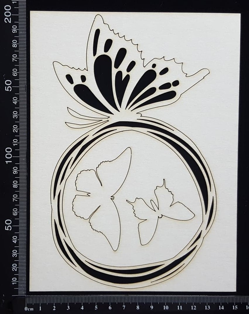 Butterfly Frame - B - Large - White Chipboard