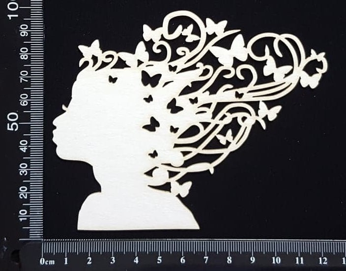Butterfly Girl - A - Small - White Chipboard