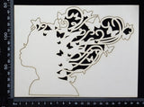 Butterfly Girl - B - Large - White Chipboard