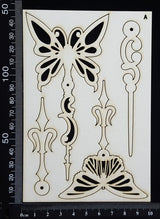 Butterfly Pins Set - A - White Chipboard
