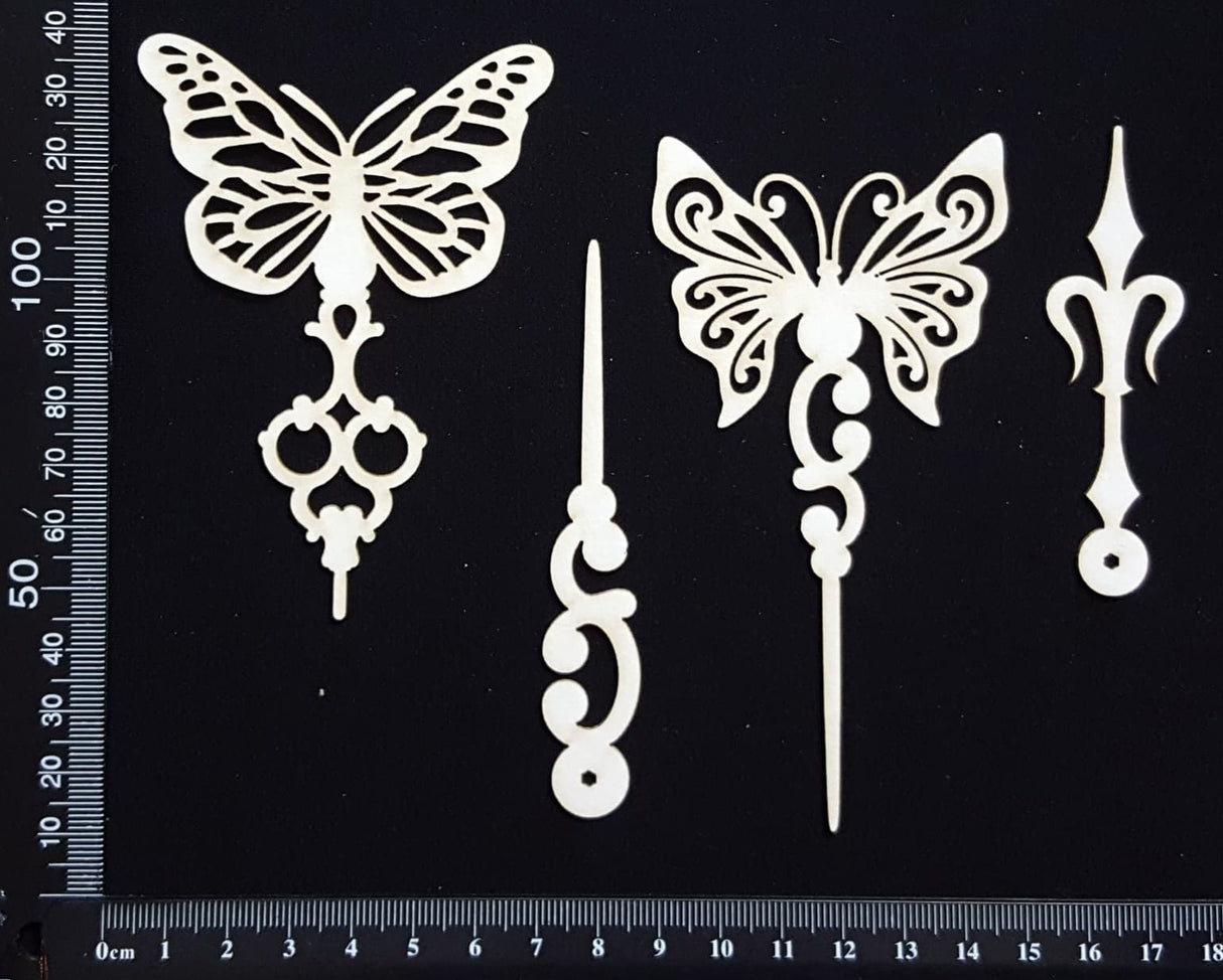 Butterfly Pins Set - B - White Chipboard