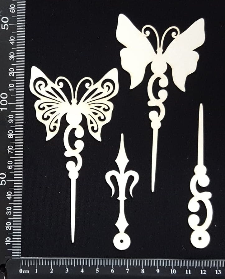 Butterfly Pins Set - C - Layering Set - White Chipboard
