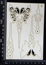 Butterfly Pins Set - C - Layering Set - White Chipboard