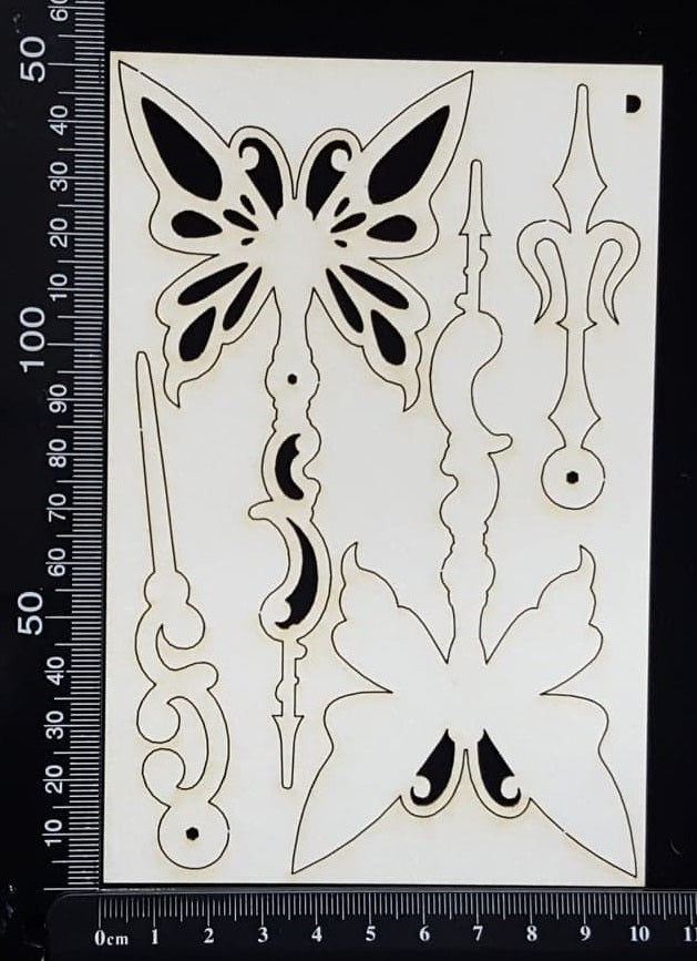 Butterfly Pins Set - D - Layering Set - White Chipboard