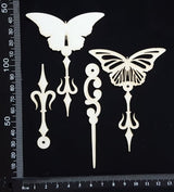 Butterfly Pins Set - E - Layering Set - White Chipboard