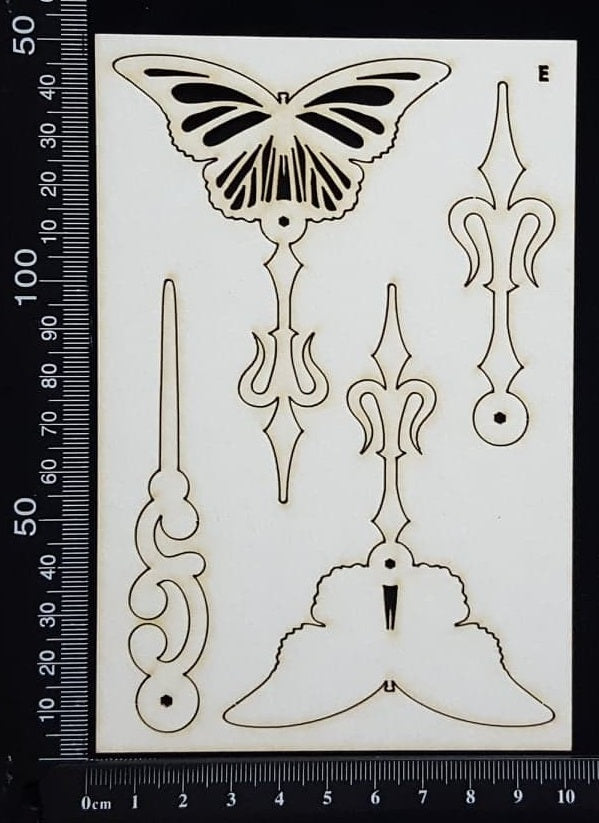Butterfly Pins Set - E - Layering Set - White Chipboard