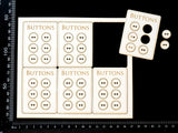 Set of 6 White Chipboard Button Cards & Matching Stencil