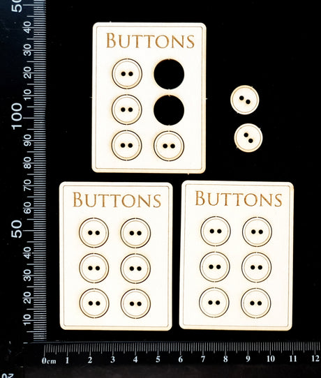 Set of 3 White Chipboard Button Cards