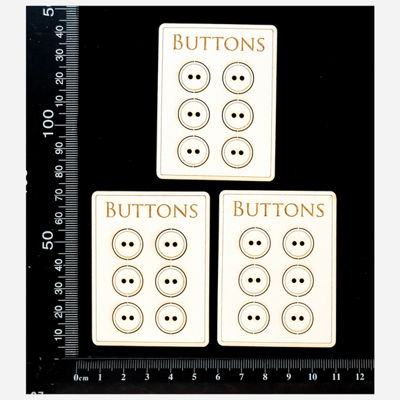 Set of 3 White Chipboard Button Cards