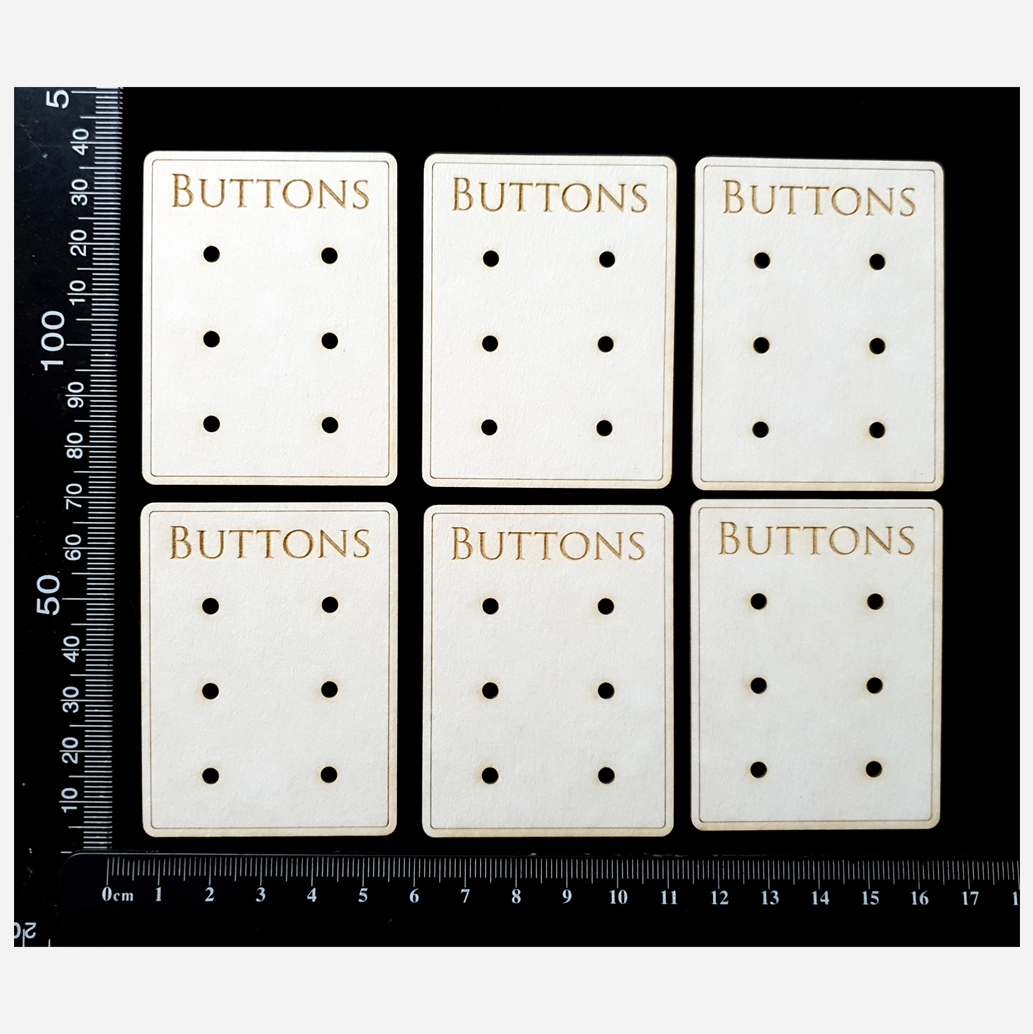 Button Cards - Set of 6 - White Chipboard