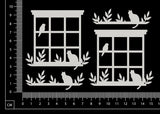 Cat in a Window Set - B - White Chipboard