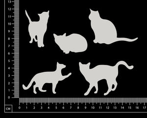 Cats Set - A - White Chipboard