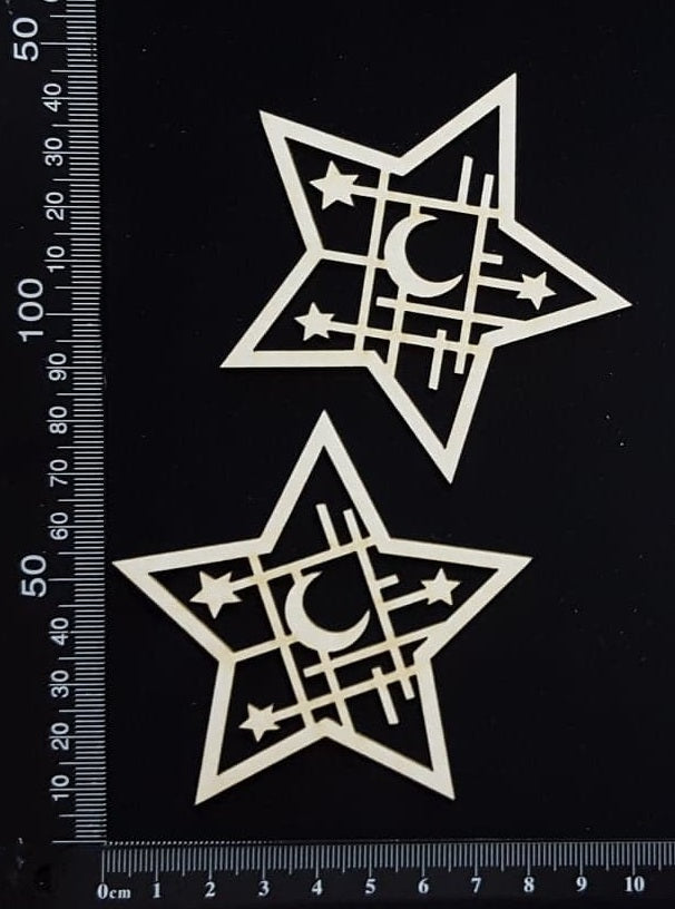 Celestial Mesh Stars Set - White Chipboard