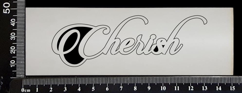 Sandscript Word - Cherish - White Chipboard