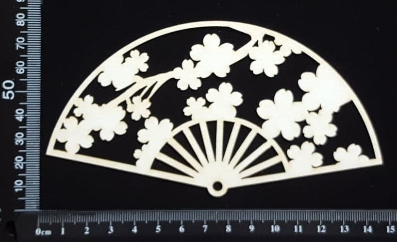 Cherry Blossom Fan - A - Large - White Chipboard