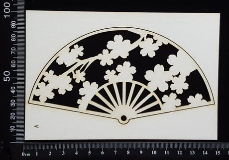 Cherry Blossom Fan - A - Large - White Chipboard