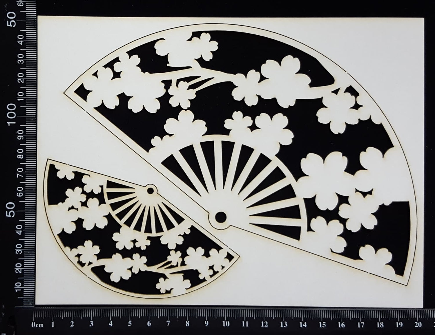 Cherry Blossom Fan - C - Set of 2 - White Chipboard