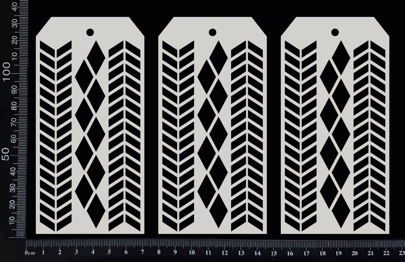 Chevron and Harlequin Tags Set - AB - Medium - White Chipboard