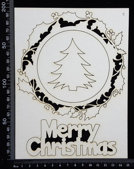 Christmas Frame and Elements Set - C - White Chipboard