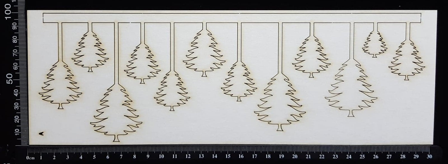 Christmas Tree Border - A - Large - White Chipboard