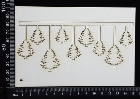 Christmas Tree Border - B - Small - White Chipboard