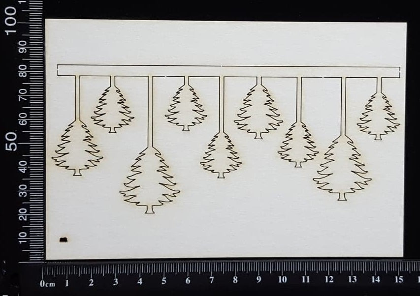 Christmas Tree Border - B - Small - White Chipboard