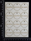 Laser Engraved Circle Number Tags - B - White Chipboard