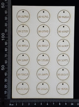 Laser Engraved Circle Number Tags - D - White Chipboard