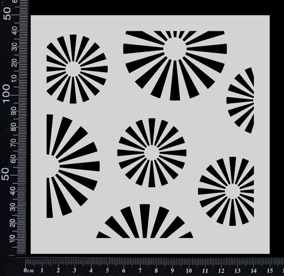 Circular Rays - Mixed - Stencil - 150mm x 150mm