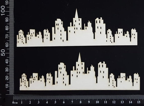 City Skyline Border Set - B - Small - White Chipboard