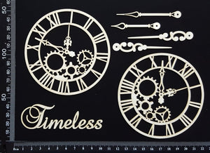 Clockwork Clocks Set - A - Large - White Chipboard