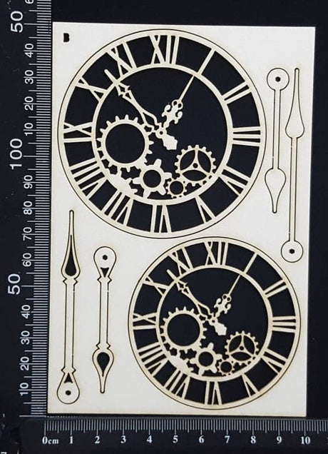 Clockwork Clocks Set - B - Small - White Chipboard